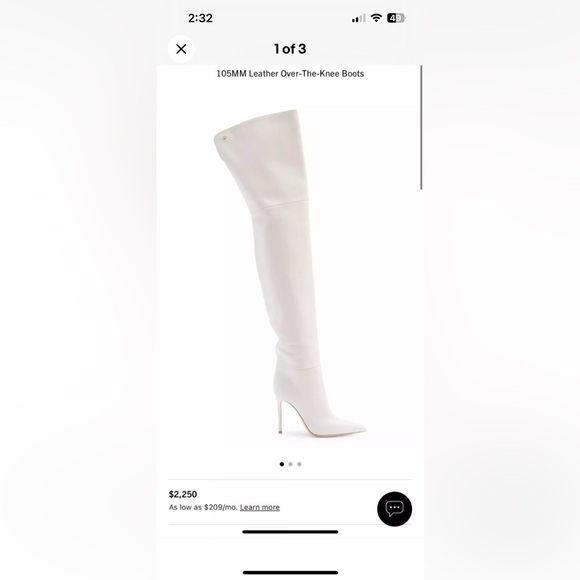 Gianvito Rossi white leather over the knees boots heels 38 8